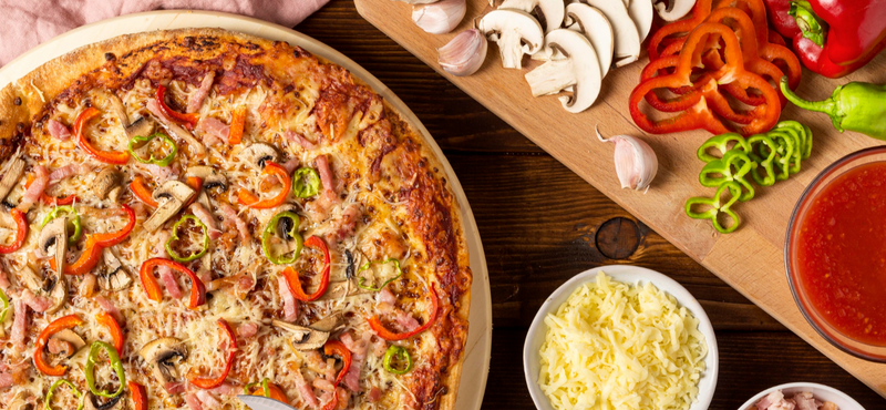 Pizza cooked and ready for eating